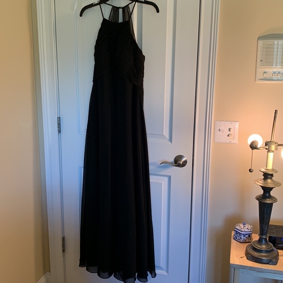 AZAZIE Ginger Pleat Front Empire Waist Chiffon Halter Gown - Picture 2 of 9